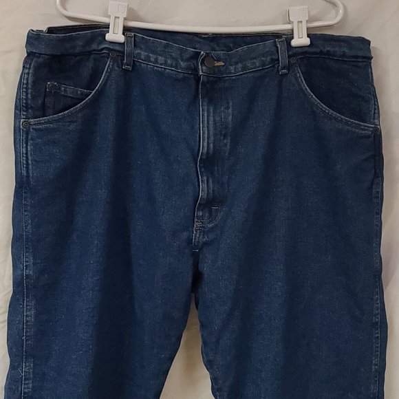 Wrangler Rugged Wear Mens 40x30 Green Fleece Flannel Lined Heavyweight Jeans - Picture 2 of 9